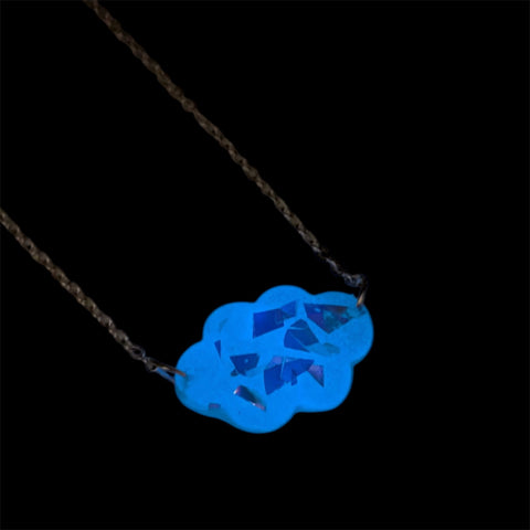 Glow in the Dark Cloud Necklace | Iridescent Resin Pendant Handmade UK