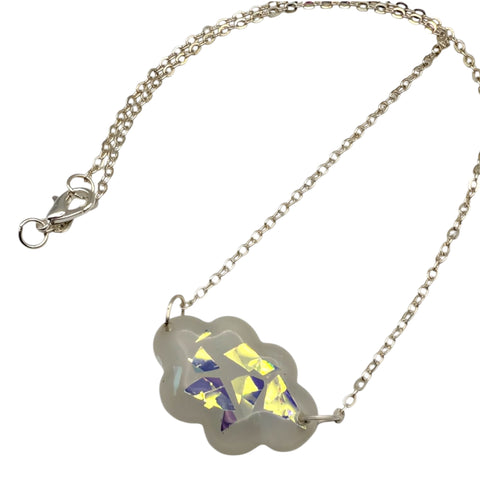 Glow in the Dark Cloud Necklace | Iridescent Resin Pendant Handmade UK