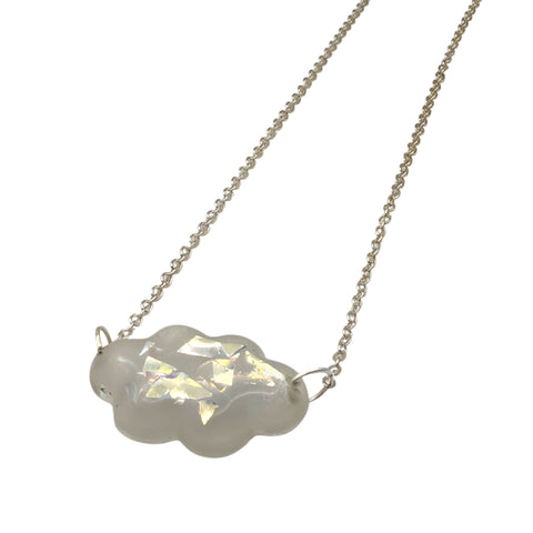 Glow in the Dark Cloud Necklace | Iridescent Resin Pendant Handmade UK