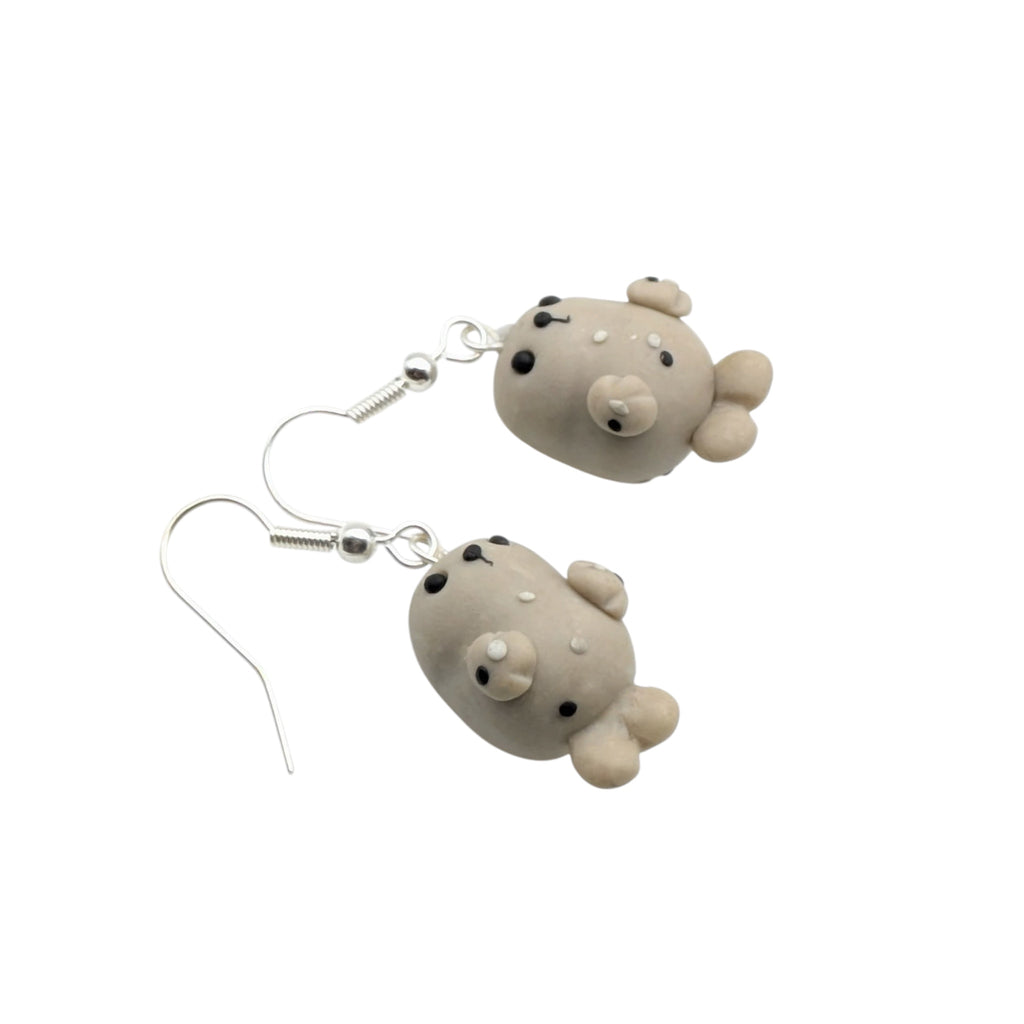 Chubby Seal Dangle Earrings | Handmade Polymer Clay Kawaii Jewellery