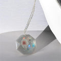 Aurora Bloom Octagon Necklace | Iridescent Resin Pendant | Handmade Gift for Her