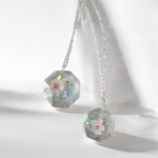 Aurora Bloom Octagon Necklace | Iridescent Resin Pendant | Handmade Gift for Her