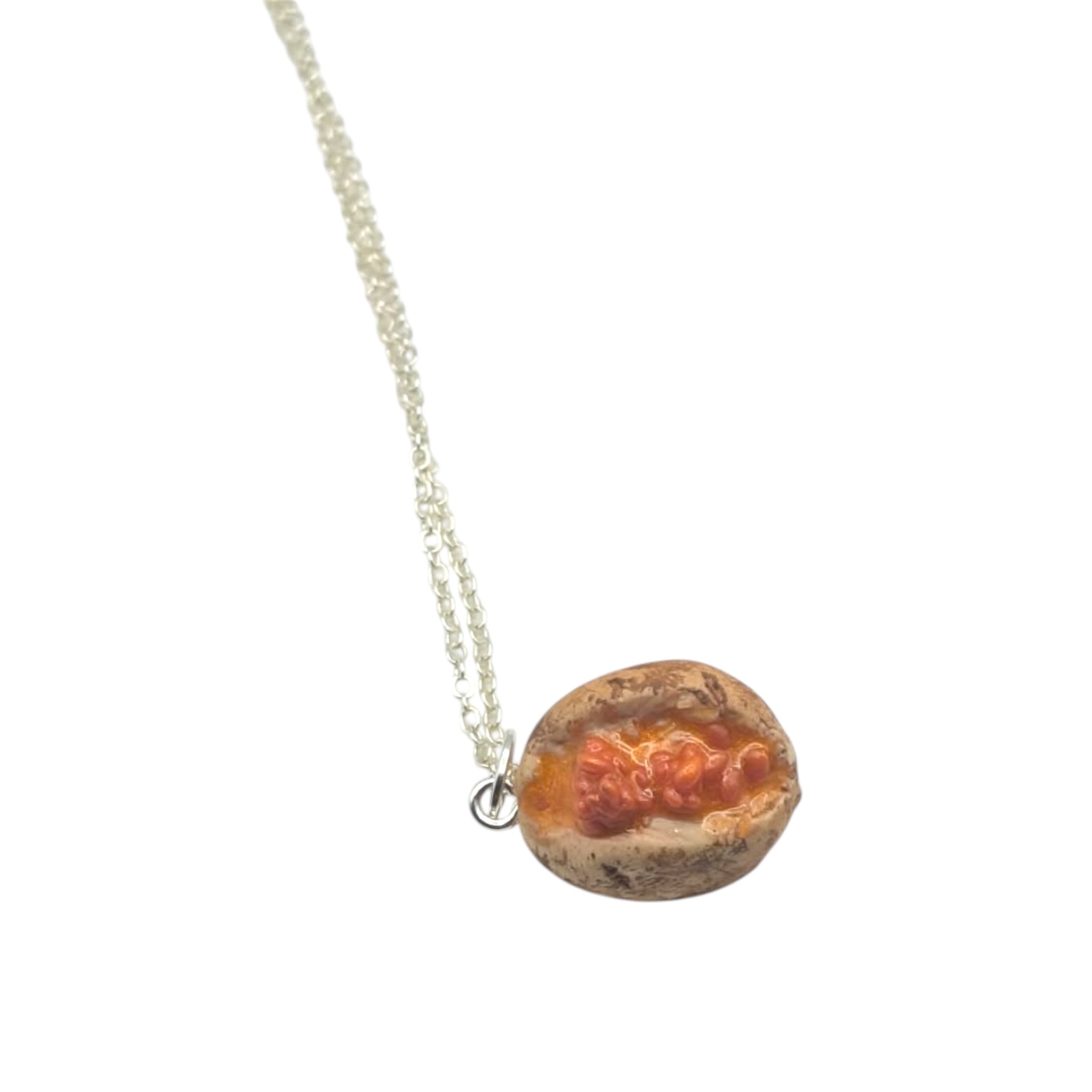 Mini Jacket Potato Necklace, British Food Jewellery, Polymer Clay Pendant, Novelty Gift For Her