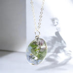 Forget Me Not Oval Pendant, Real Pressed Flower Necklace, Botanical Gift For Her