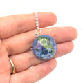 Forget Me Not Round Pendant, Real Wildflower Necklace, Botanical Gift For Her