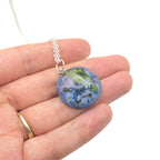 Forget Me Not Round Pendant, Real Wildflower Necklace, Botanical Gift For Her