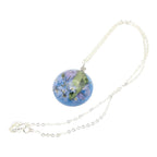 Forget Me Not Round Pendant, Real Wildflower Necklace, Botanical Gift For Her