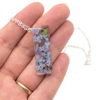 Forget Me Not Bar Pendant, Real Wildflower Necklace, Botanical Gift For Her