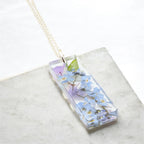 Forget Me Not Bar Pendant, Real Wildflower Necklace, Botanical Gift For Her
