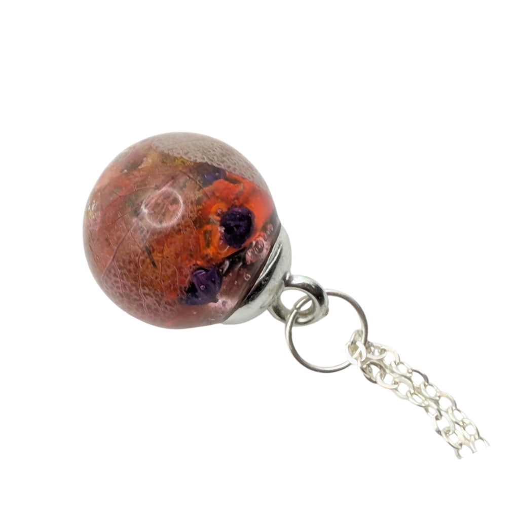 Mixed Flower Resin Sphere Necklace, Real Dried Flower Jewellery, Unique Gift For Her, Gift For Mum