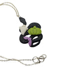 Black Snake Halloween Necklace, Polymer Clay Jewellery UK