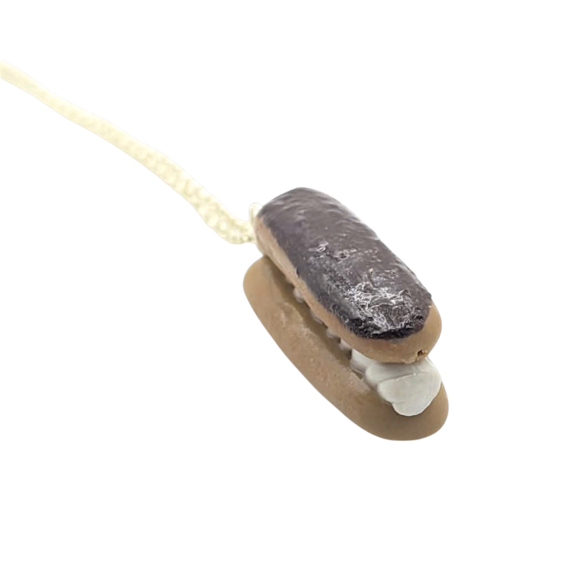 Chocolate eclair necklace detail view