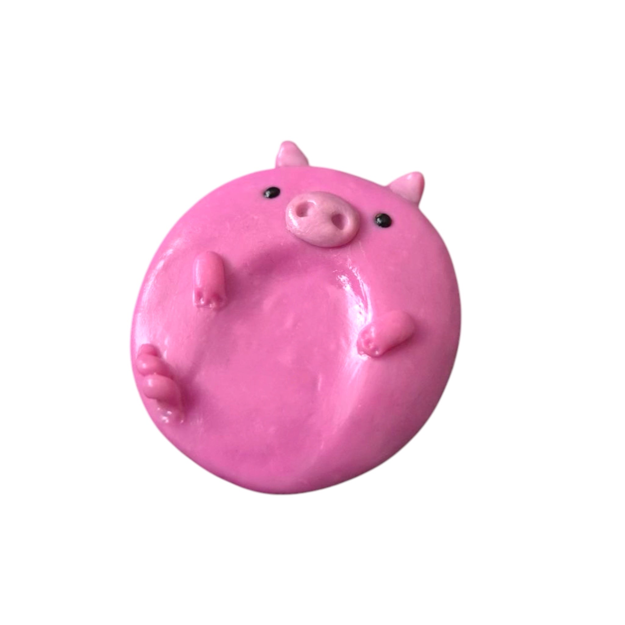 Pink pig polymer clay worry stone