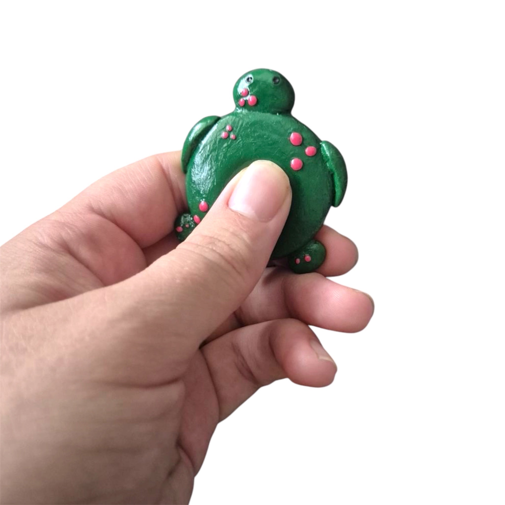 Green Turtle Thumb Buddy, Pocket-Sized Pal, Handmade Fidget Stone