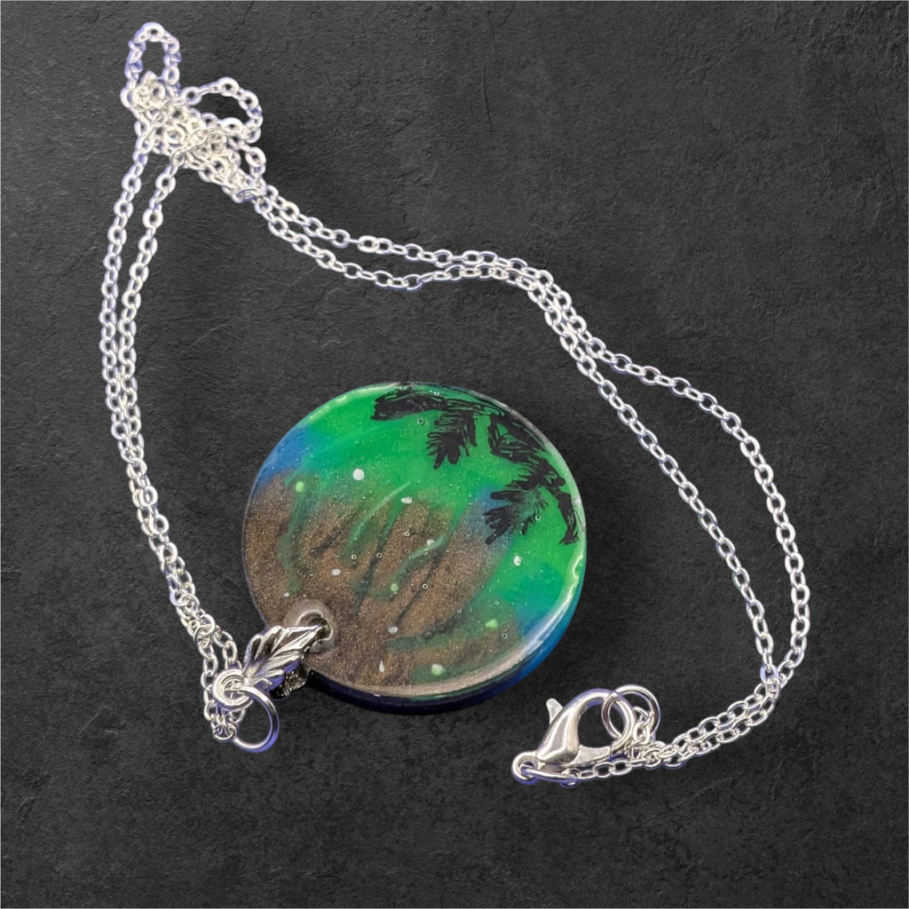 Aurora Borealis Necklace on silver plated chain