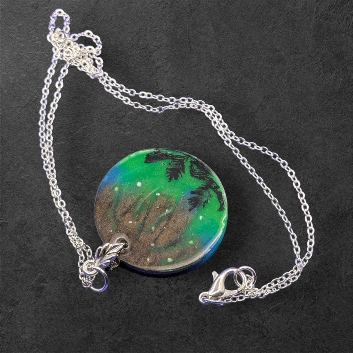 Aurora Borealis Necklace on silver plated chain