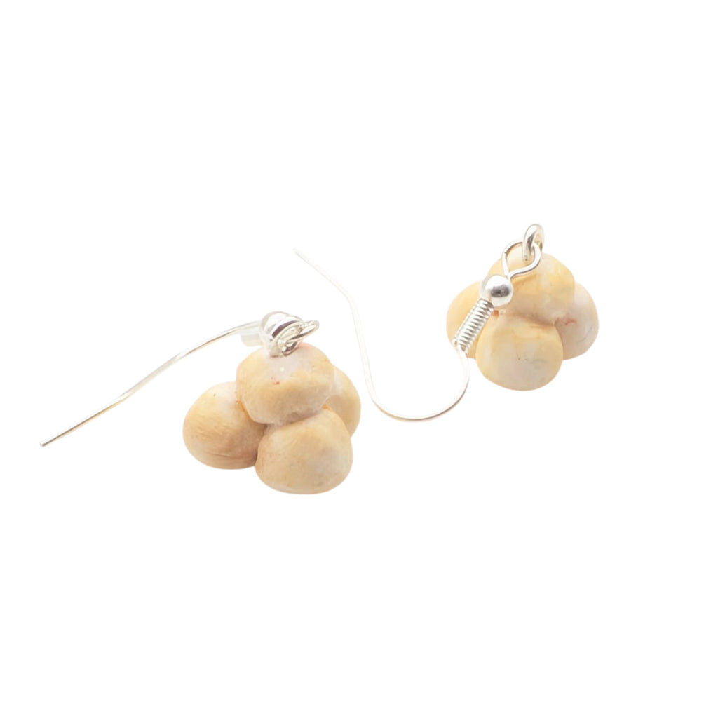 Miniature food popcorn dangle earrings, handmade polymer clay jewellery, lightweight earrings with silver plated ear wires 