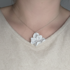 White flower pendant necklace with silver chain - handmade wedding jewellery