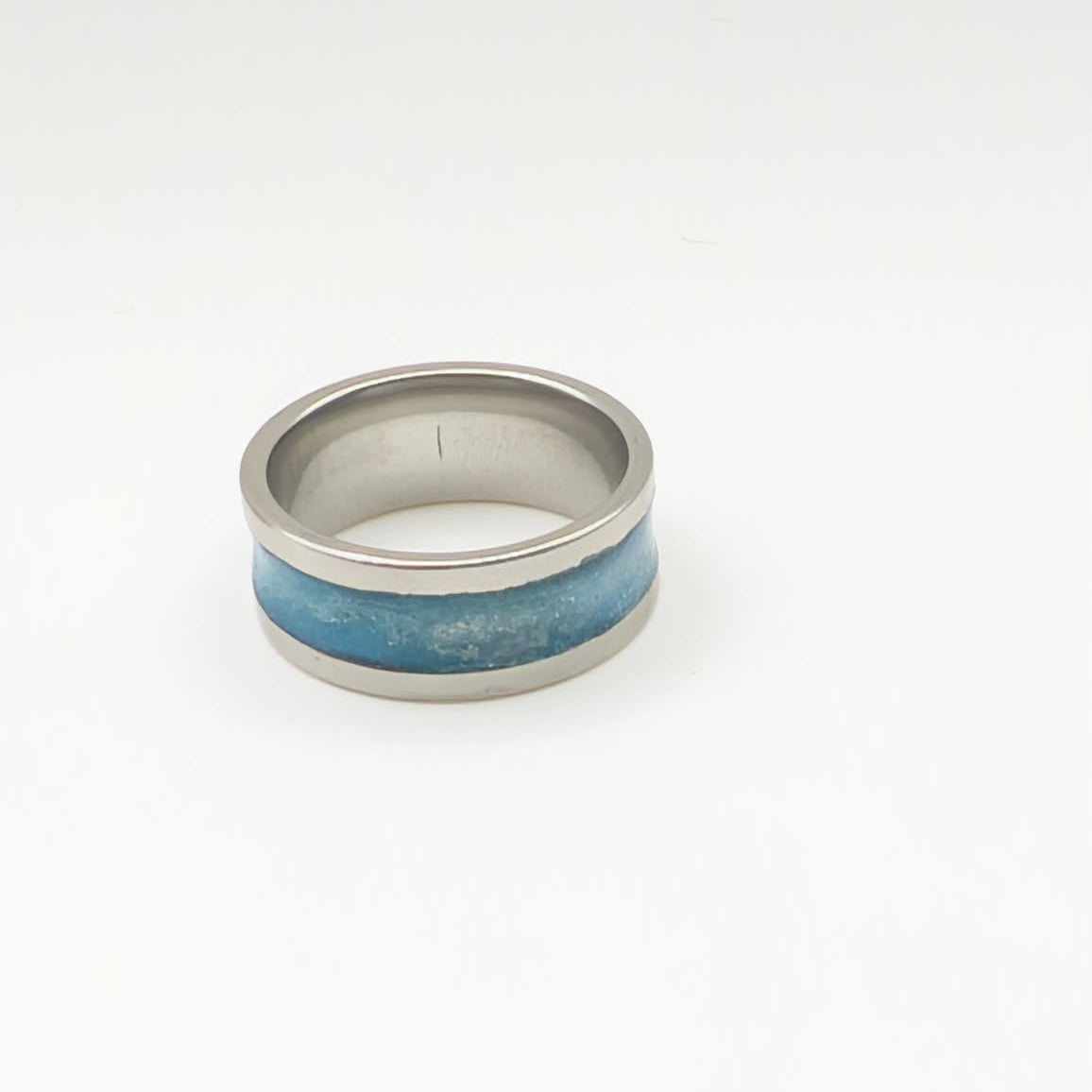 Sparkly Blue Resin Inlay Ring