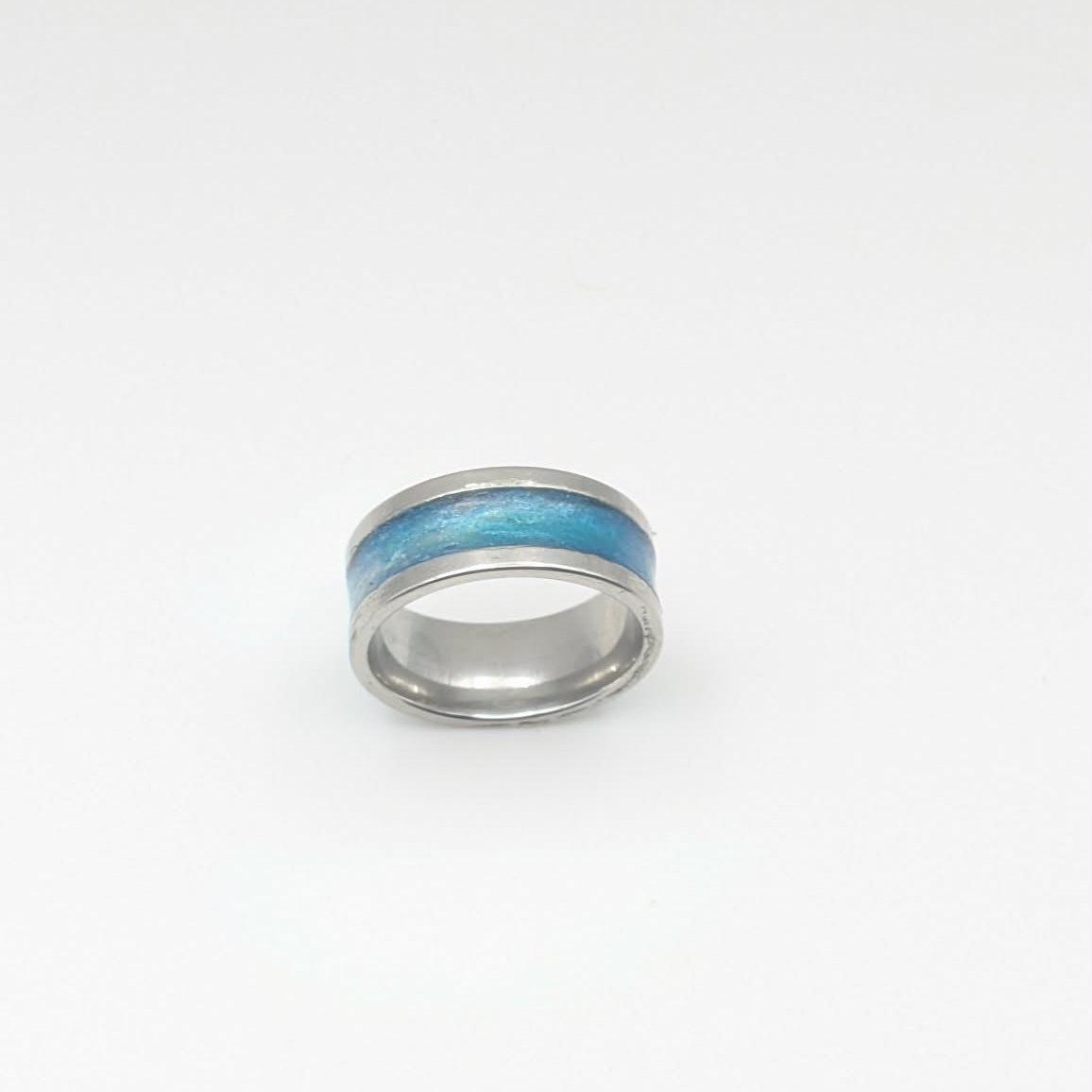 Sparkly Blue Resin Inlay Ring