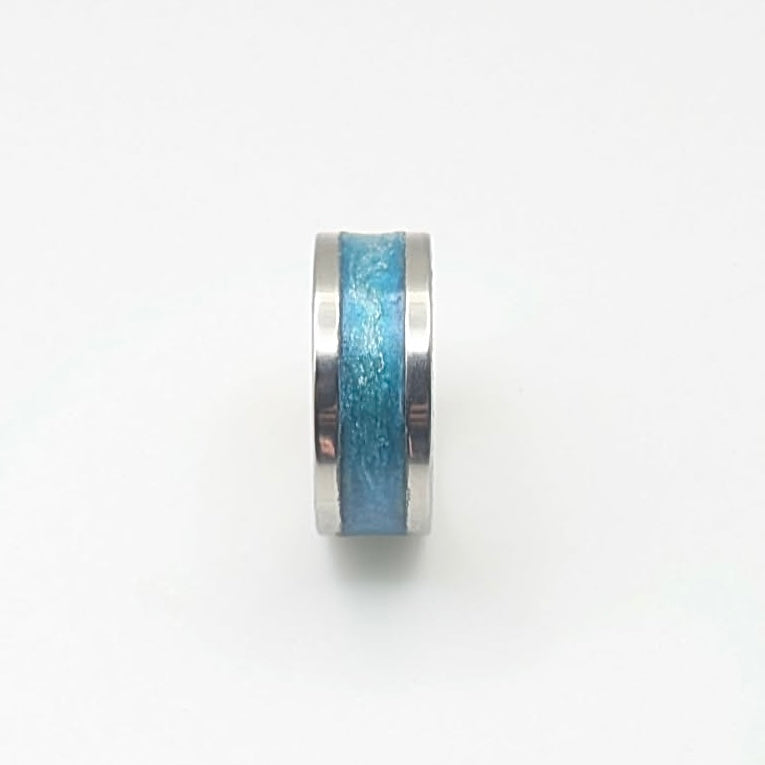 Sparkly Blue Resin Inlay Ring