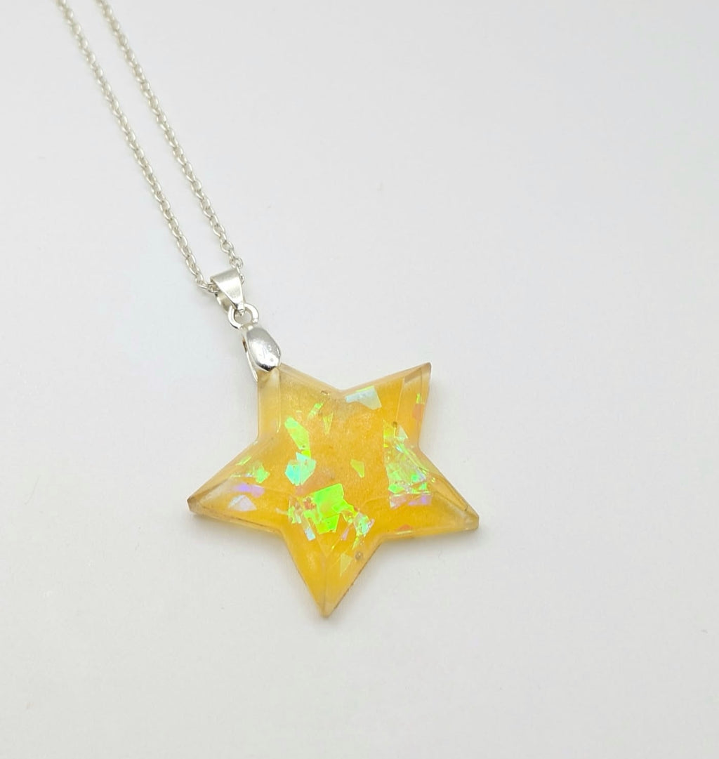 Glow in the Dark Star Necklace | Faceted Resin Pendant Handmade UK