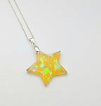 Glow in the Dark Star Necklace | Faceted Resin Pendant Handmade UK