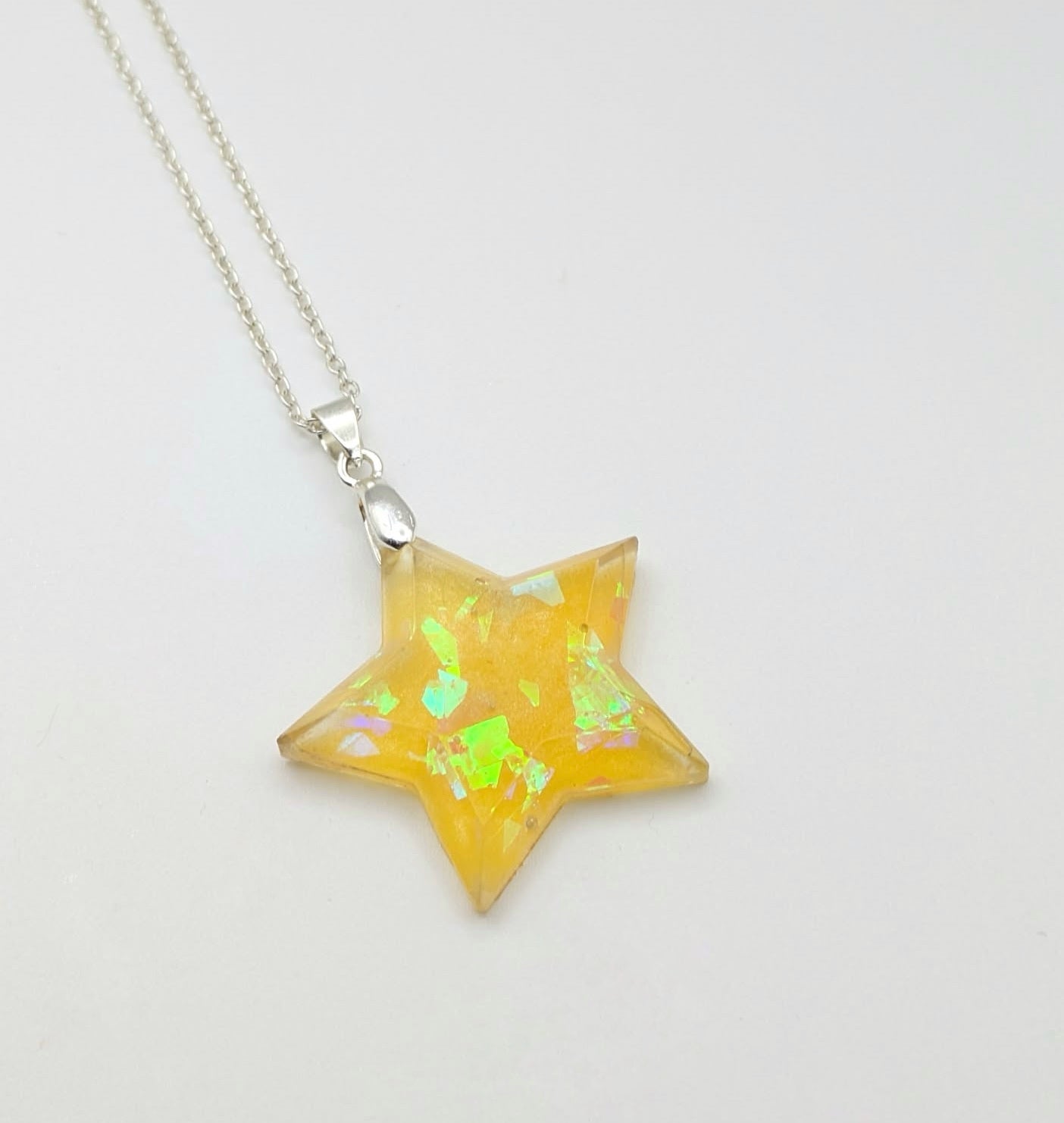 Glow in the Dark Star Necklace | Faceted Resin Pendant Handmade UK