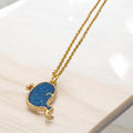 Handmade Blue Glitter Resin Ghost Necklace - Gold Plated Chain