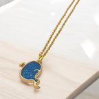 Handmade Blue Glitter Resin Ghost Necklace - Gold Plated Chain