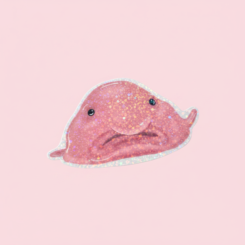 Blobfish sticker pink background