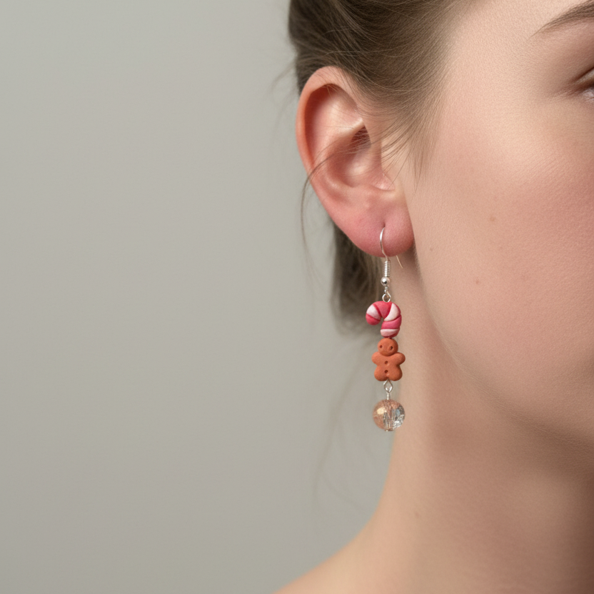 Christmas Charm Earrings - Correct Scale Model