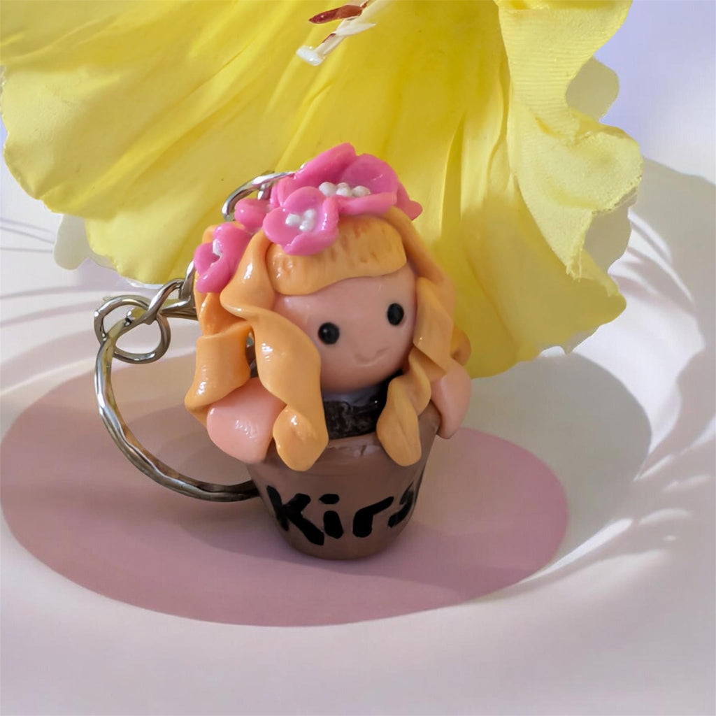Flower girl plant pot Keychain customised name gift for women