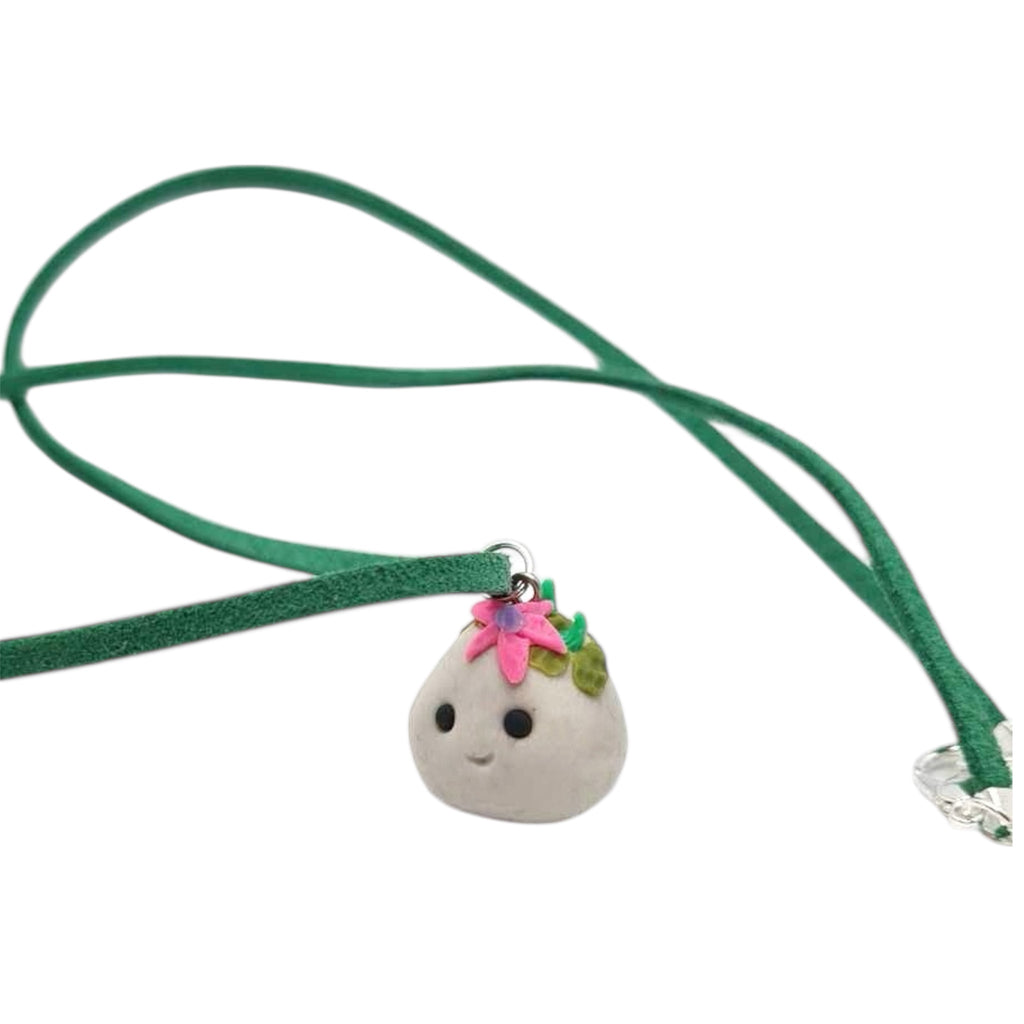 Mossy rock necklace with flower 