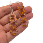 Resin Boo Dangle Earrings: Orange Glitter Halloween Jewellery