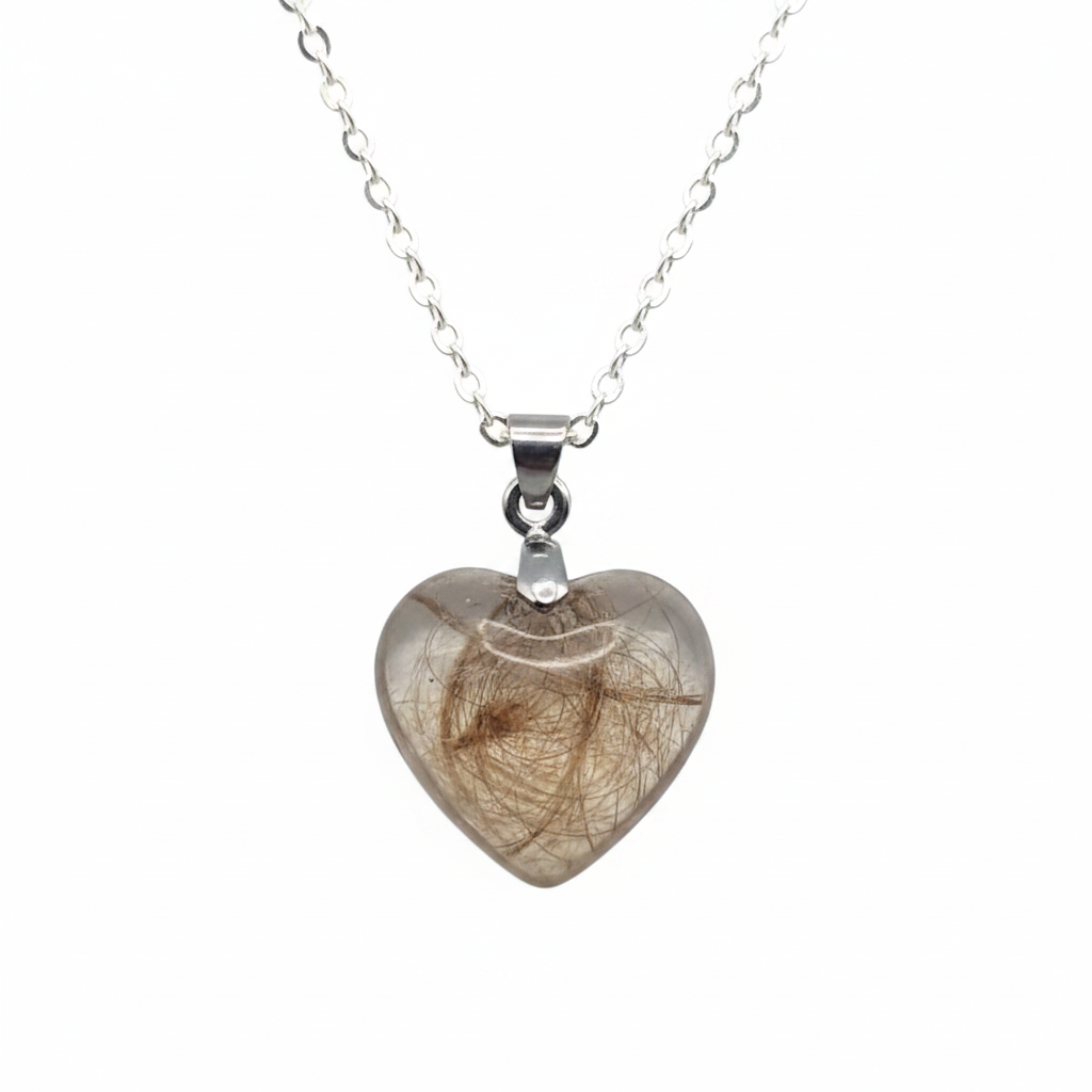 Dog Fur Heart Necklace real dog fur preserved in clear resin heart on a silver chain 