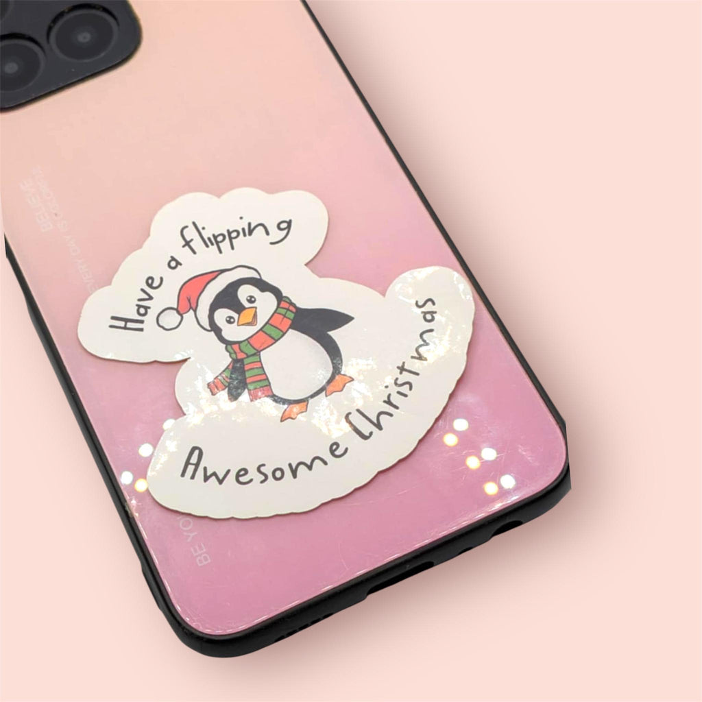 Cute Christmas Penguin Quote Sticker Festive Decal