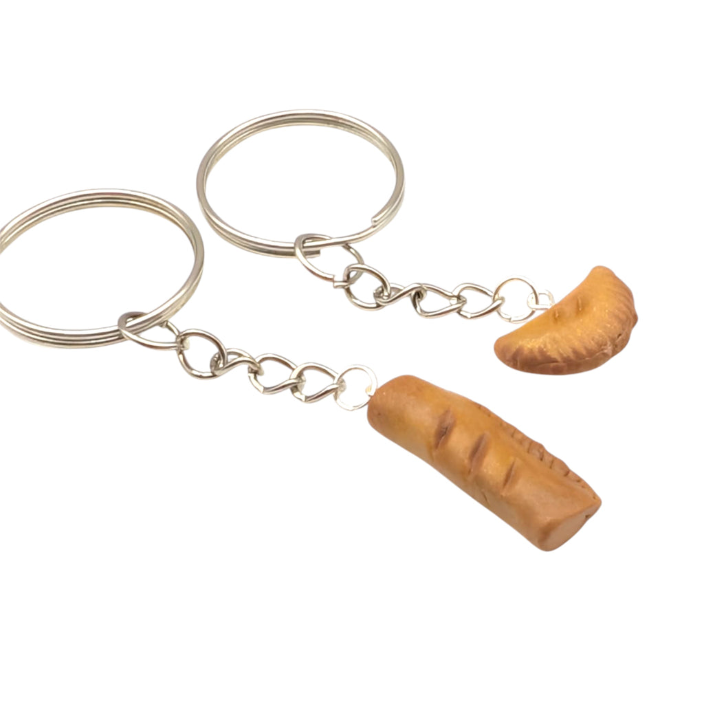 Sausage Roll Or Cornish Pasty Keychain quirky foodie gift handmade in the UK