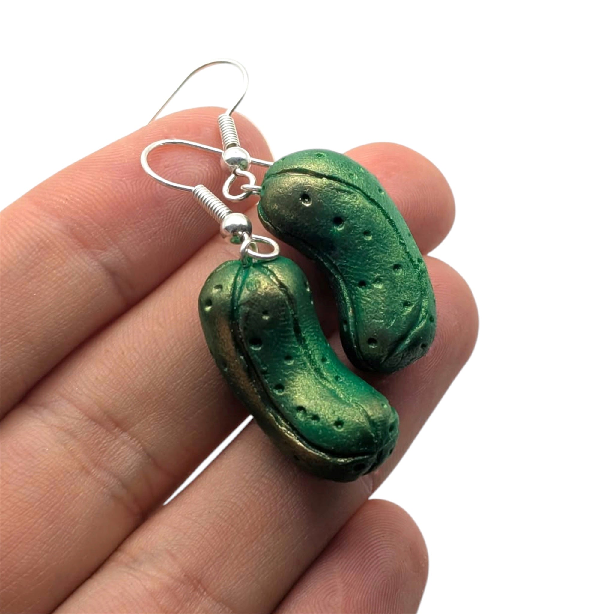 Handmade polymer clay pickle earrings, kawaii food jewellery gift for her, UK