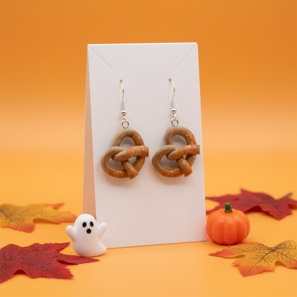 Halloween Pretzel Earrings Display Fun