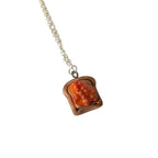 Slice of toast with beans on top necklace novelty jewellery gift for her 