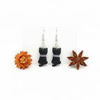 Black cat polymer clay earrings simple showcase