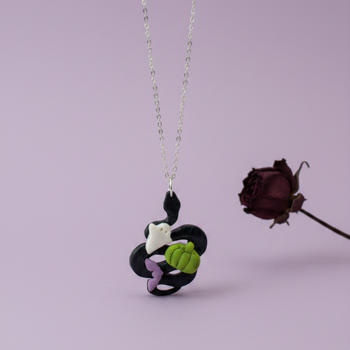 Black snake Halloween necklace hero shot