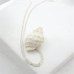Irregular natural white shell pendant necklace, handmade coastal jewellery UK