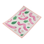 Funny pink worm sticker sheet kiss cut worm stickers for journaling on white background. 