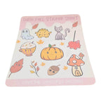 Cute fall-themed sticker sheet with various autumnal illustrations on a white background.