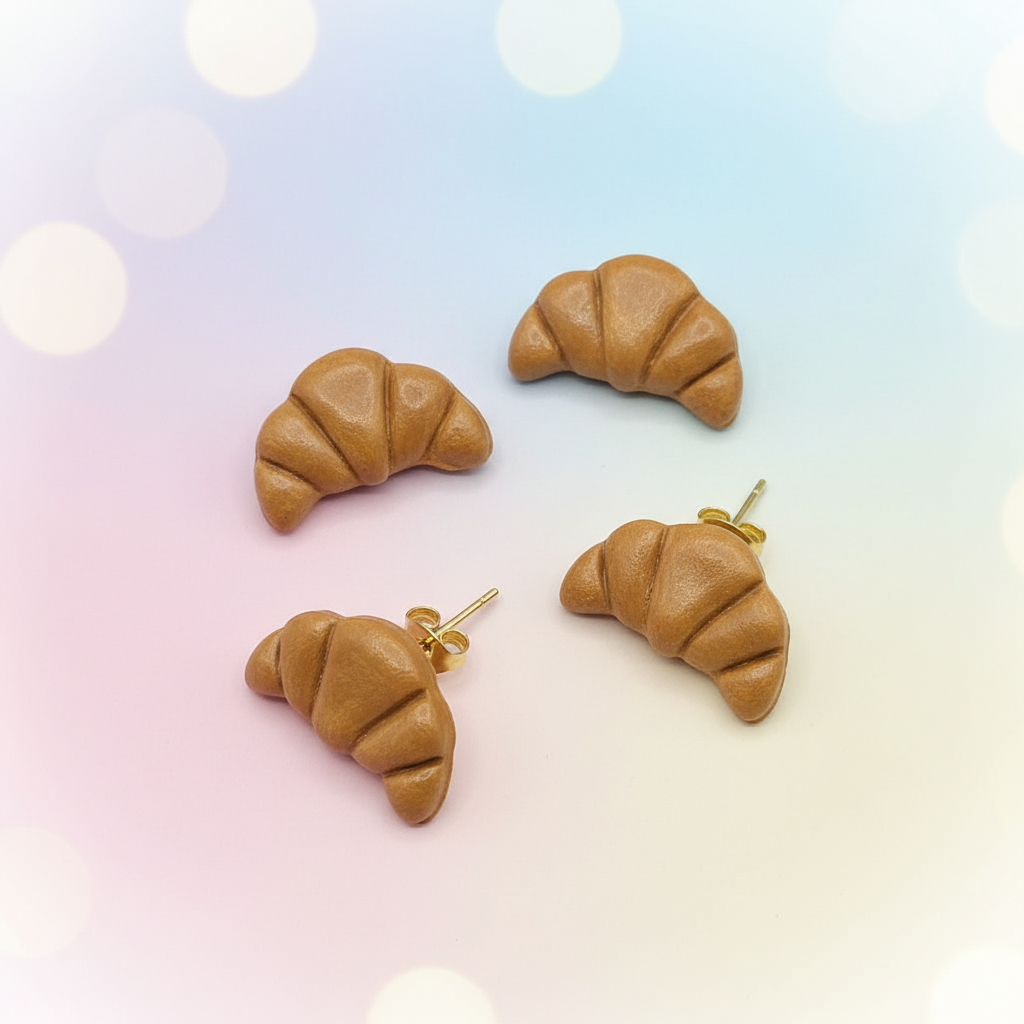 Miniature croissant earrings - kawaii food jewellery for pastry lovers

