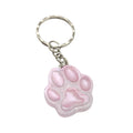 Pink resin paw print keychain on silver ring, handmade animal lover gift