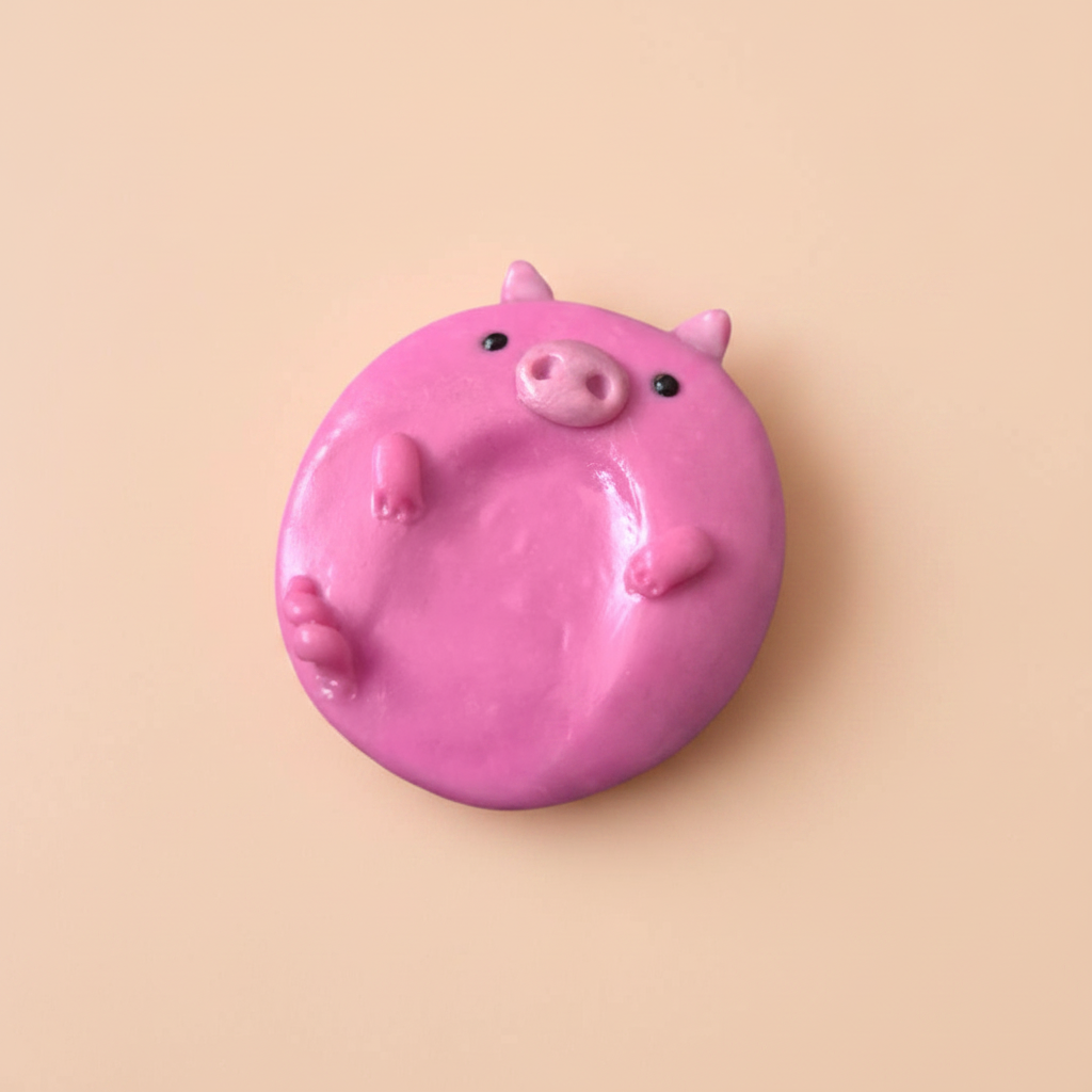 Pink pig - pastel peach background