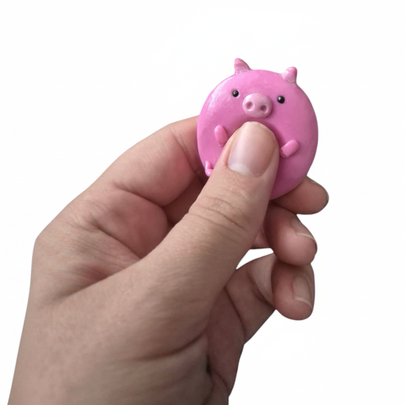 Pink pig squeeze toy - clean hand